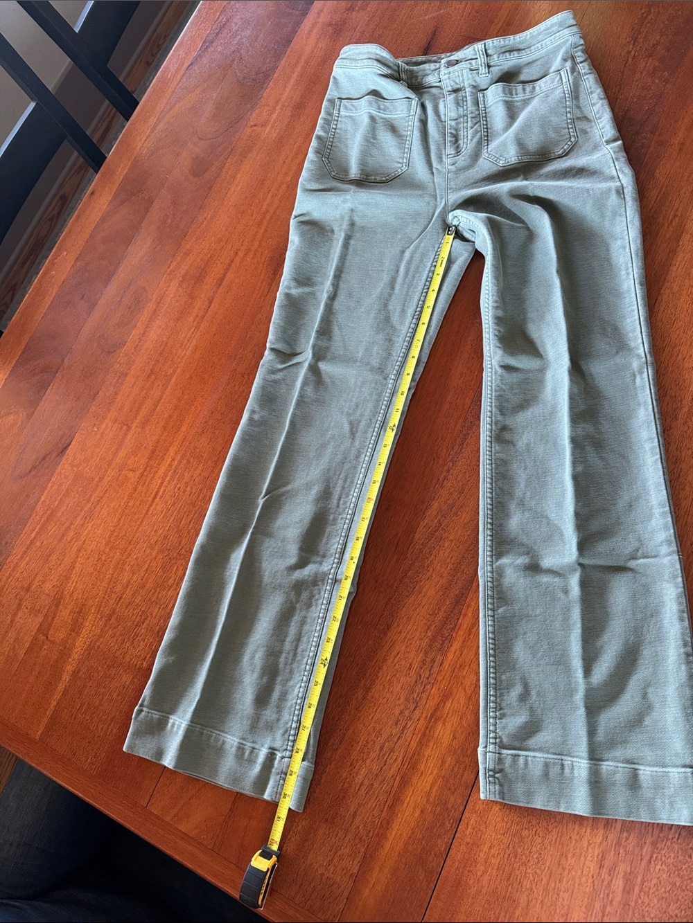 Faherty Olive Green Flare & Wide Leg Jeans - Picture 7 of 8
